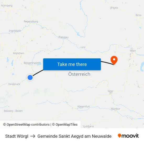 Stadt Wörgl to Gemeinde Sankt Aegyd am Neuwalde map