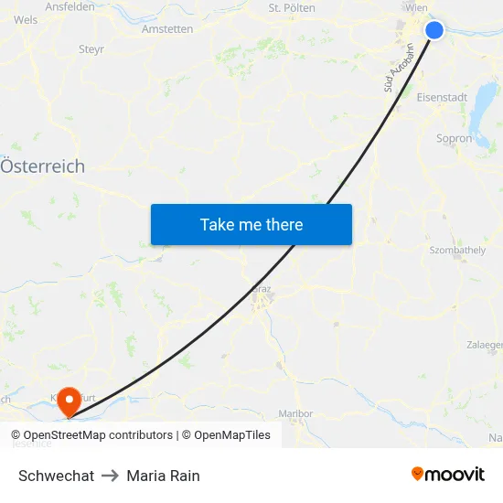 Schwechat to Maria Rain map