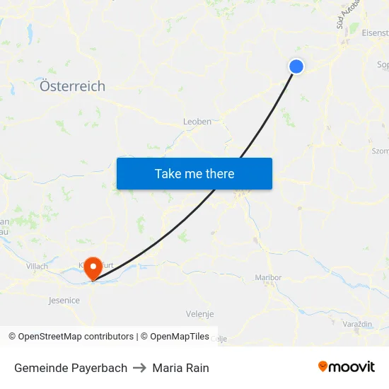 Gemeinde Payerbach to Maria Rain map