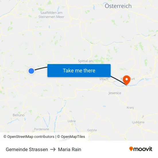 Gemeinde Strassen to Maria Rain map