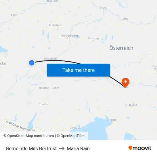Gemeinde Mils Bei Imst to Maria Rain map