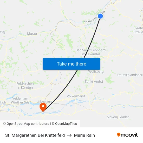 St. Margarethen Bei Knittelfeld to Maria Rain map