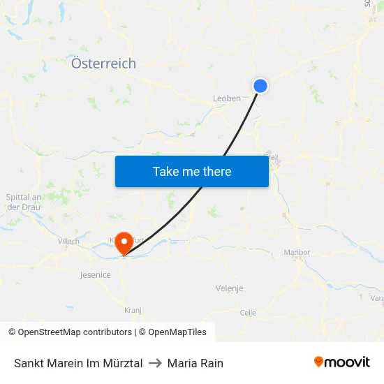 Sankt Marein Im Mürztal to Maria Rain map
