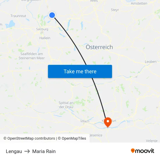 Lengau to Maria Rain map