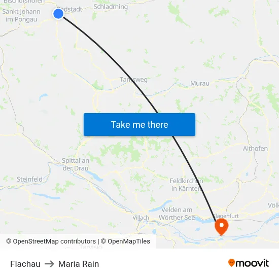 Flachau to Maria Rain map