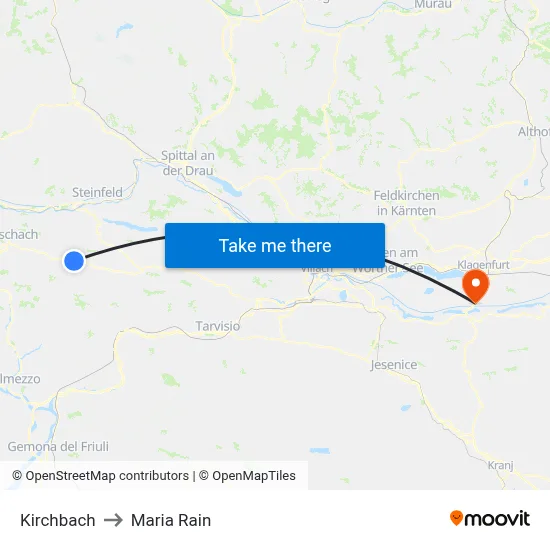 Kirchbach to Maria Rain map