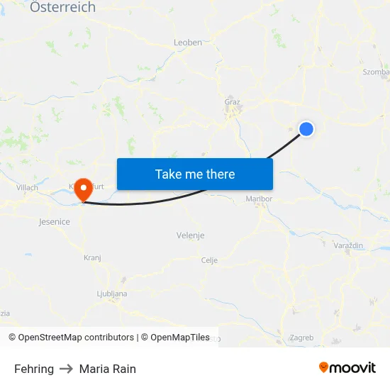 Fehring to Maria Rain map