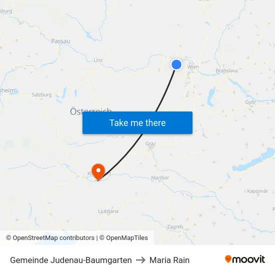 Gemeinde Judenau-Baumgarten to Maria Rain map