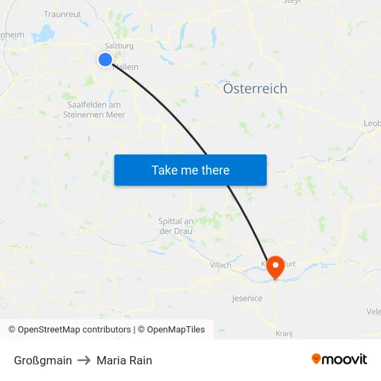 Großgmain to Maria Rain map