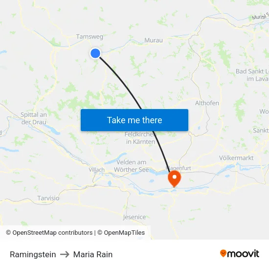Ramingstein to Maria Rain map