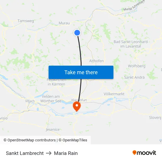 Sankt Lambrecht to Maria Rain map