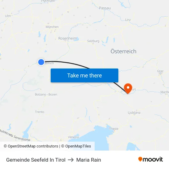 Gemeinde Seefeld In Tirol to Maria Rain map