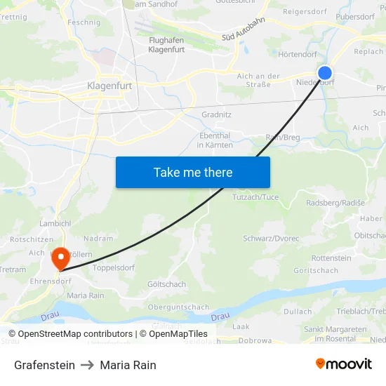 Grafenstein to Maria Rain map