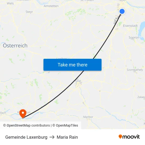 Gemeinde Laxenburg to Maria Rain map