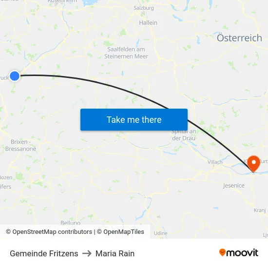 Gemeinde Fritzens to Maria Rain map