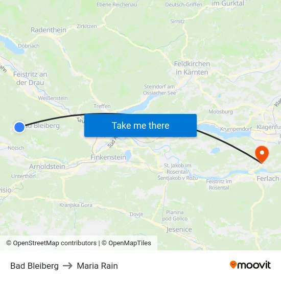 Bad Bleiberg to Maria Rain map