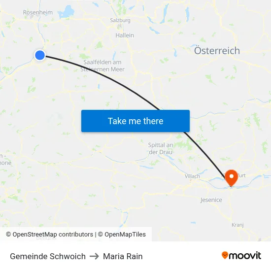 Gemeinde Schwoich to Maria Rain map