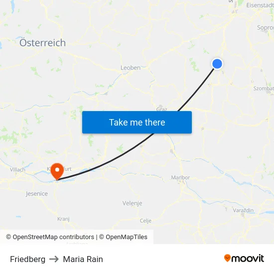 Friedberg to Maria Rain map