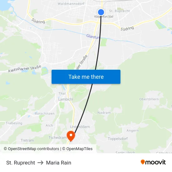 St. Ruprecht to Maria Rain map
