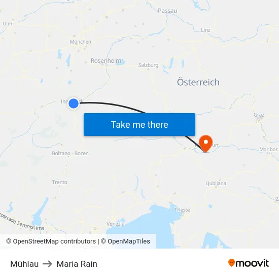 Mühlau to Maria Rain map