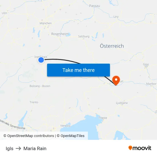 Igls to Maria Rain map