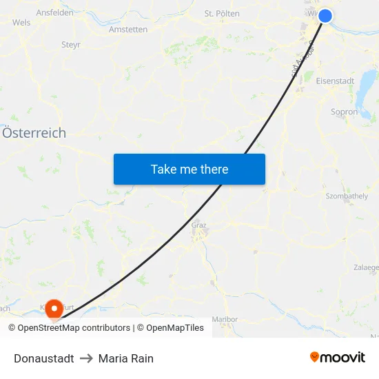 Donaustadt to Maria Rain map