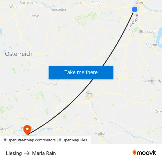 Liesing to Maria Rain map