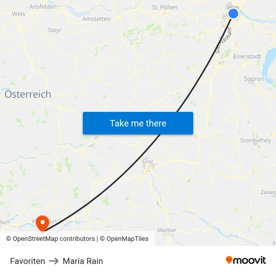 Favoriten to Maria Rain map