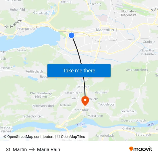 St. Martin to Maria Rain map