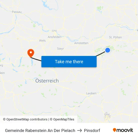 Gemeinde Rabenstein An Der Pielach to Pinsdorf map