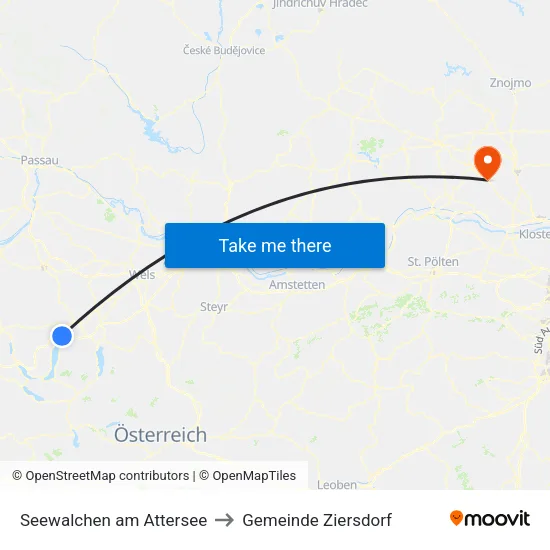 Seewalchen am Attersee to Gemeinde Ziersdorf map