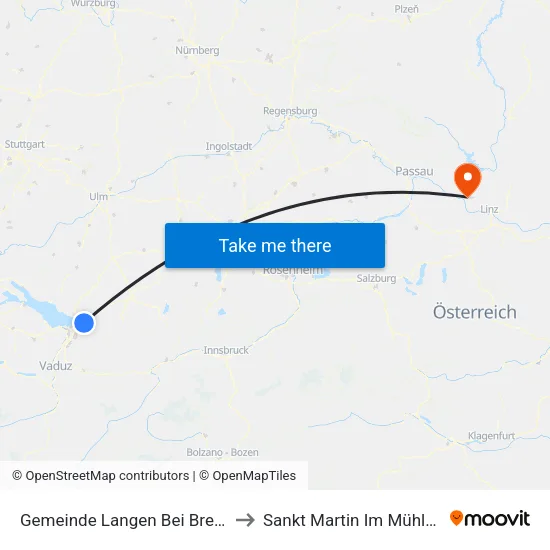 Gemeinde Langen Bei Bregenz to Sankt Martin Im Mühlkreis map