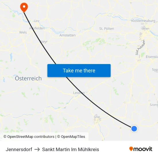Jennersdorf to Sankt Martin Im Mühlkreis map
