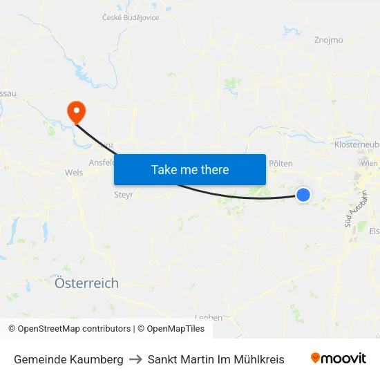 Gemeinde Kaumberg to Sankt Martin Im Mühlkreis map