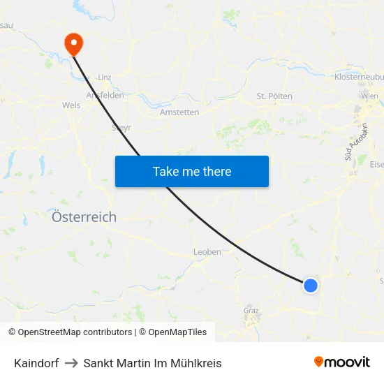 Kaindorf to Sankt Martin Im Mühlkreis map