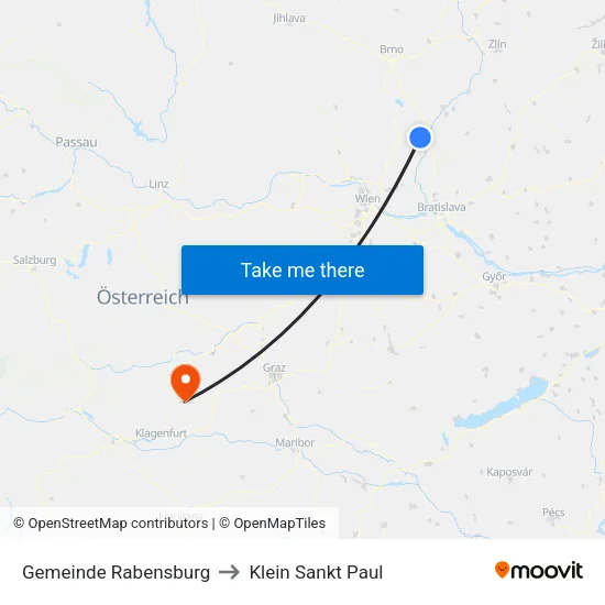 Gemeinde Rabensburg to Klein Sankt Paul map