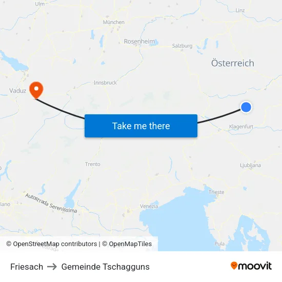 Friesach to Gemeinde Tschagguns map