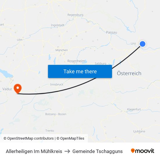 Allerheiligen Im Mühlkreis to Gemeinde Tschagguns map