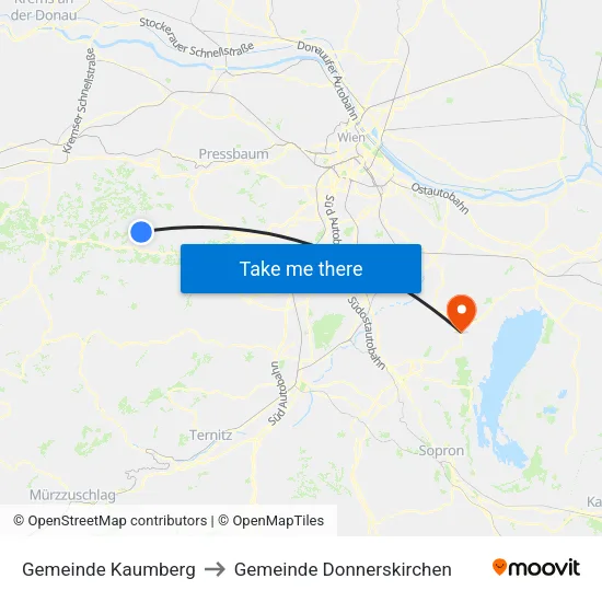 Gemeinde Kaumberg to Gemeinde Donnerskirchen map