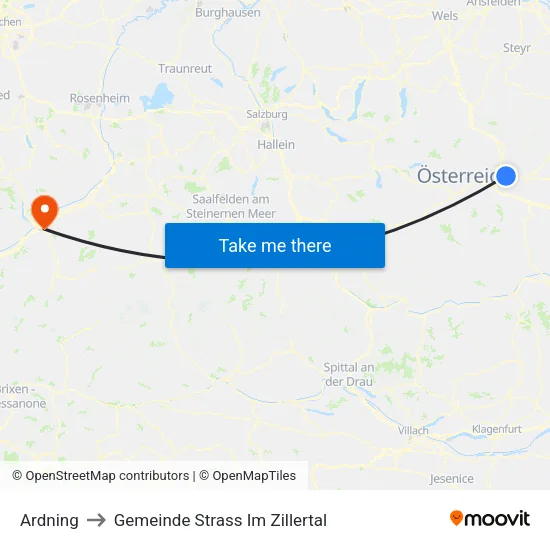 Ardning to Gemeinde Strass Im Zillertal map