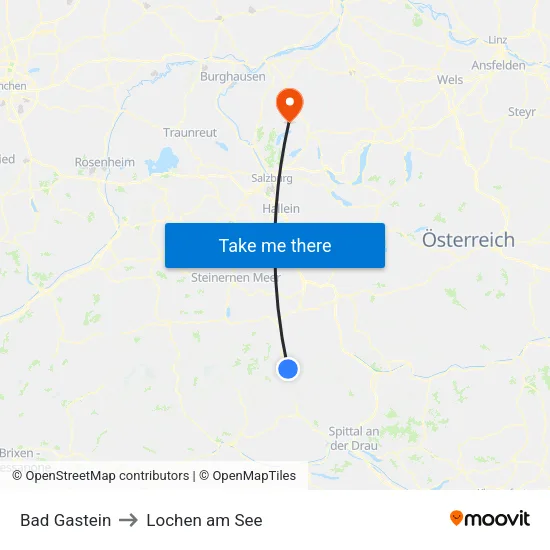 Bad Gastein to Lochen am See map