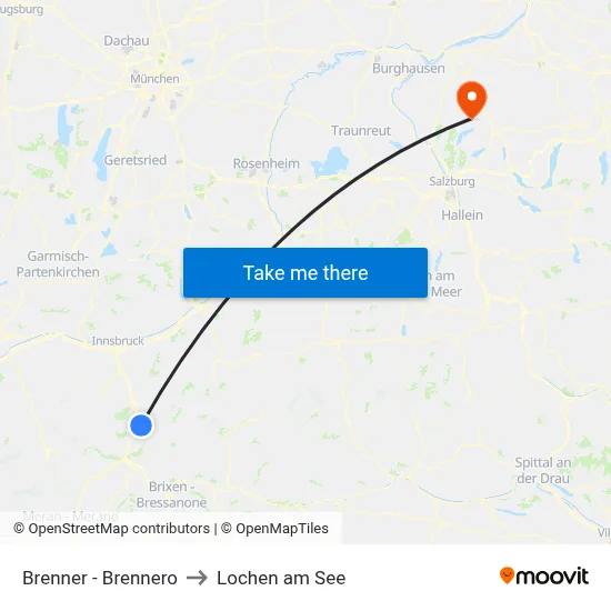 Brenner - Brennero to Lochen am See map