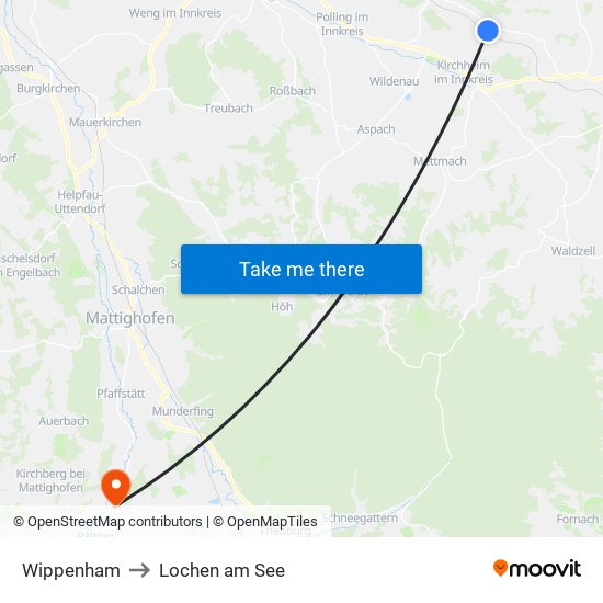 Wippenham to Lochen am See map