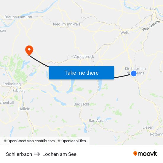 Schlierbach to Lochen am See map