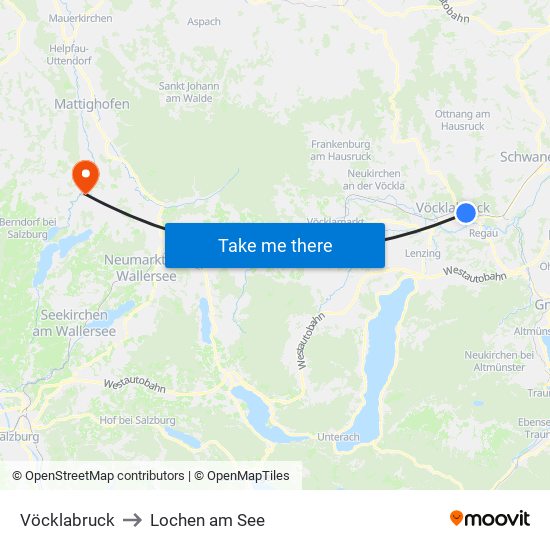 Vöcklabruck to Lochen am See map