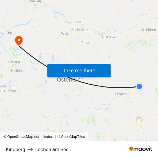 Kindberg to Lochen am See map