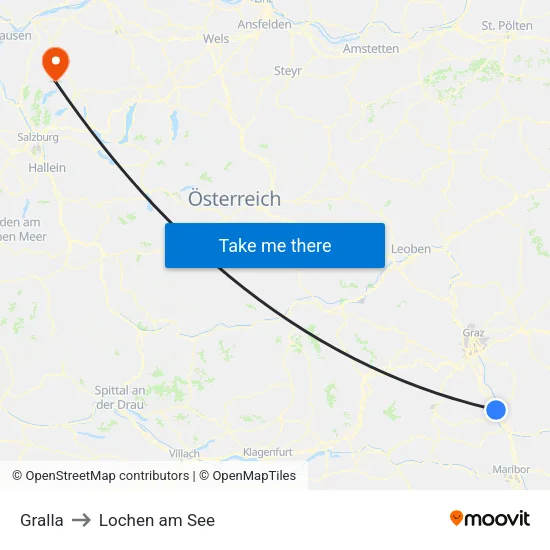 Gralla to Lochen am See map