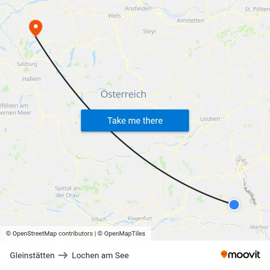 Gleinstätten to Lochen am See map