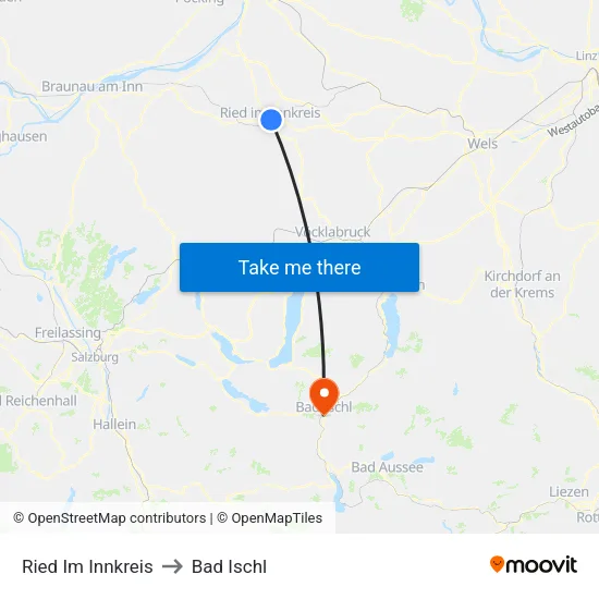 Ried Im Innkreis to Bad Ischl map