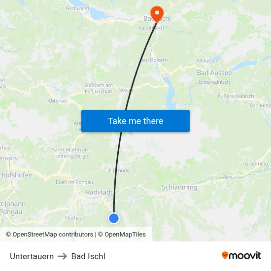 Untertauern to Bad Ischl map